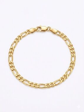 Figaro Gold Plated Chain Bracelet Length 7.1” 18 cm